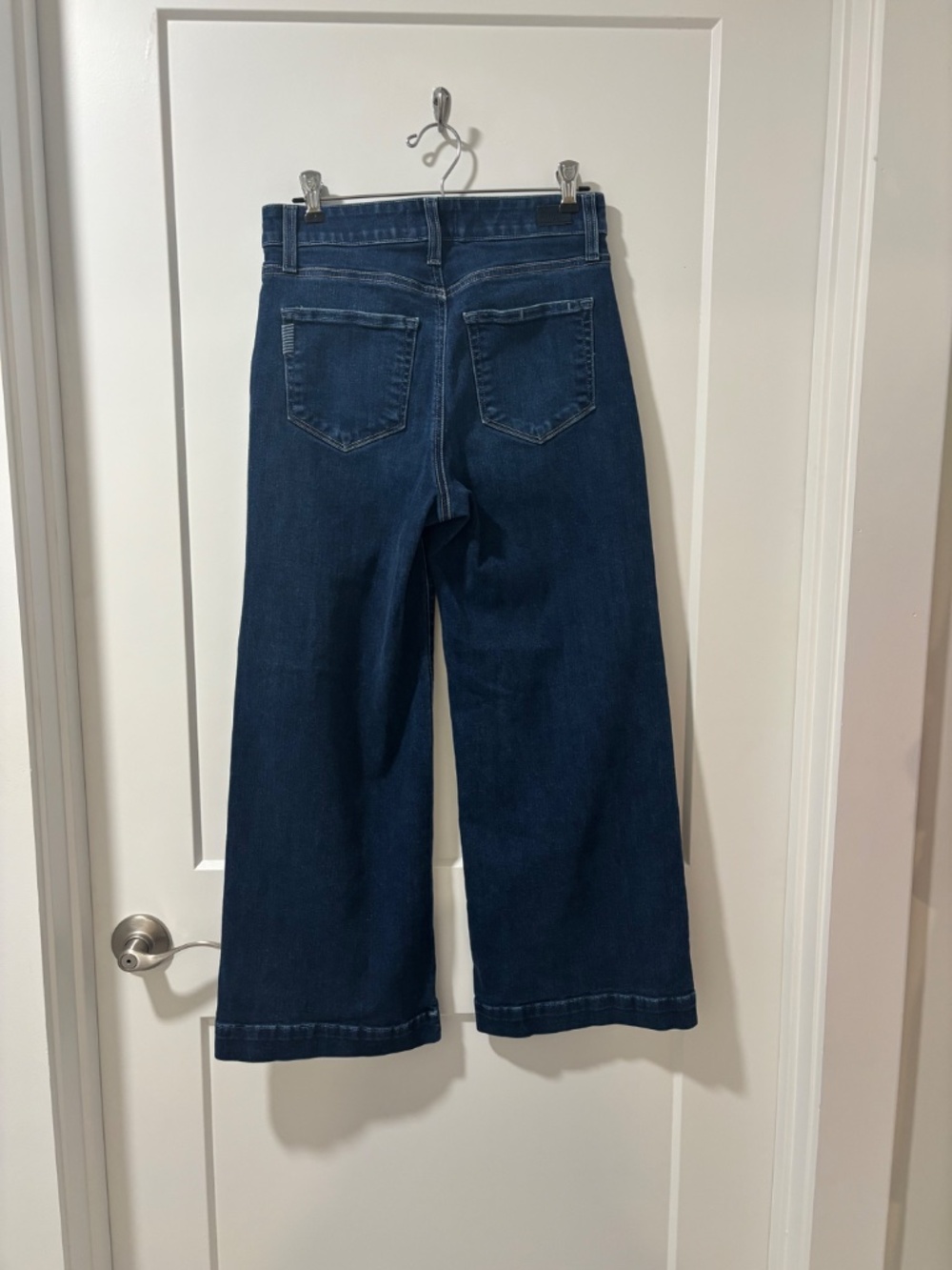PAIGE Anessa Cropped Wide Leg Jeans Dark Wash High Rise - Picture 6 of 7